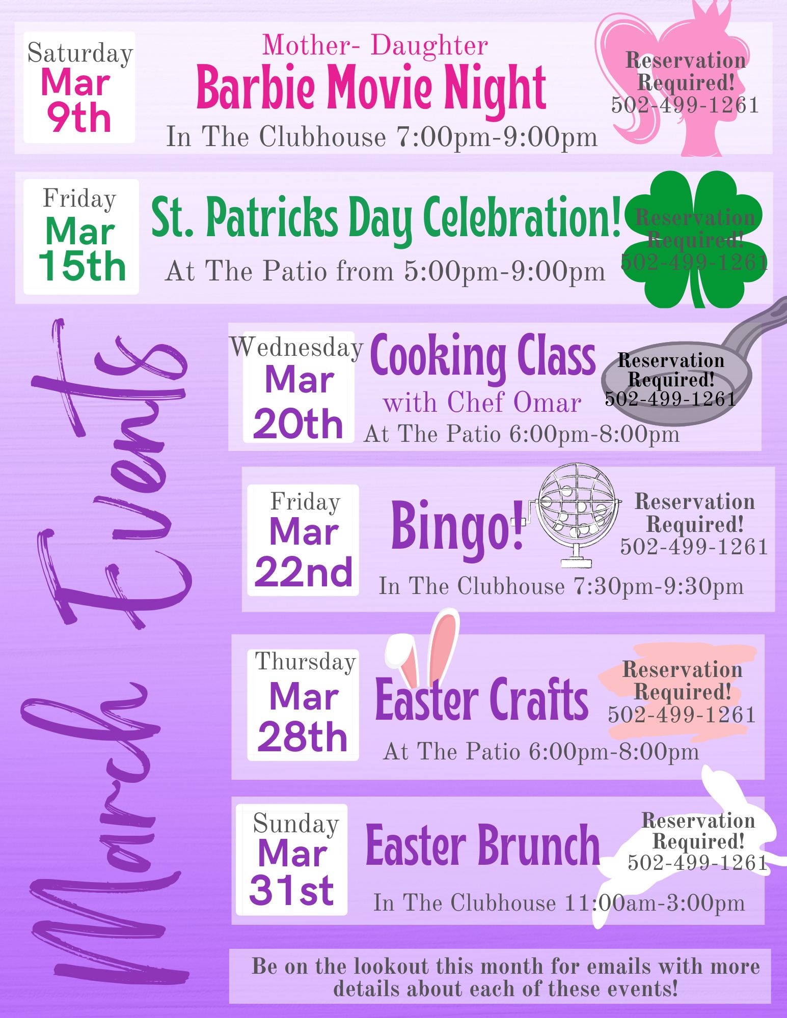 March Events! Wildwood Country Club