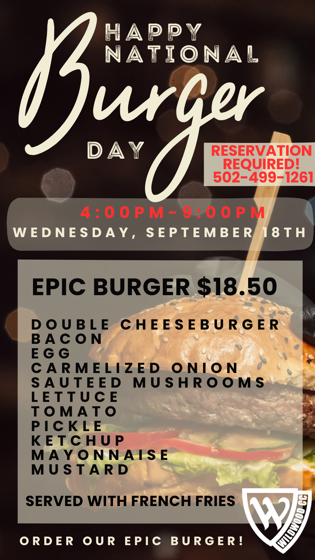 National Cheeseburger Day Wildwood Country Club